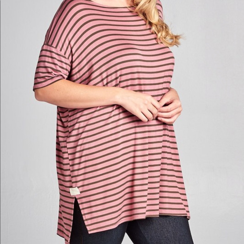 Pink/Army Green Stripe Tunic